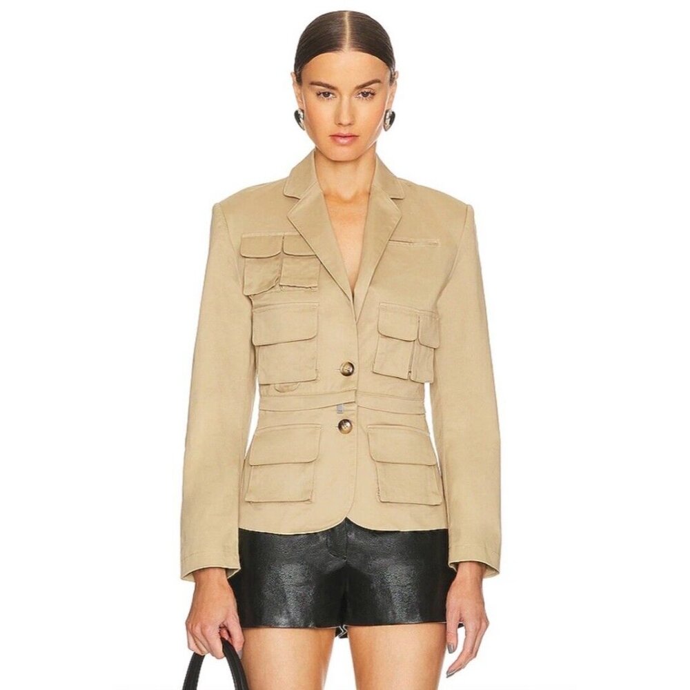 RTA Utilitarian Blazer White Pepper Beige Pockets - Picture 3 of 6